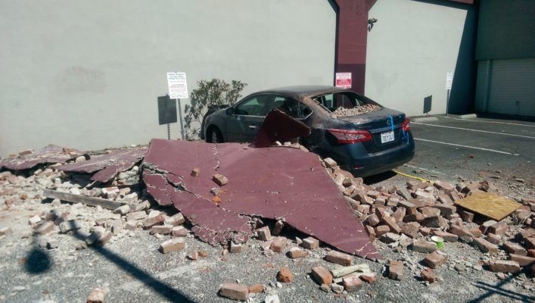 Car accident by road debris